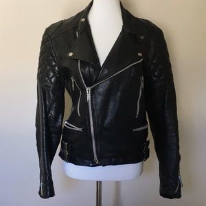 Vintage Black Leather Motorcycle Jacket